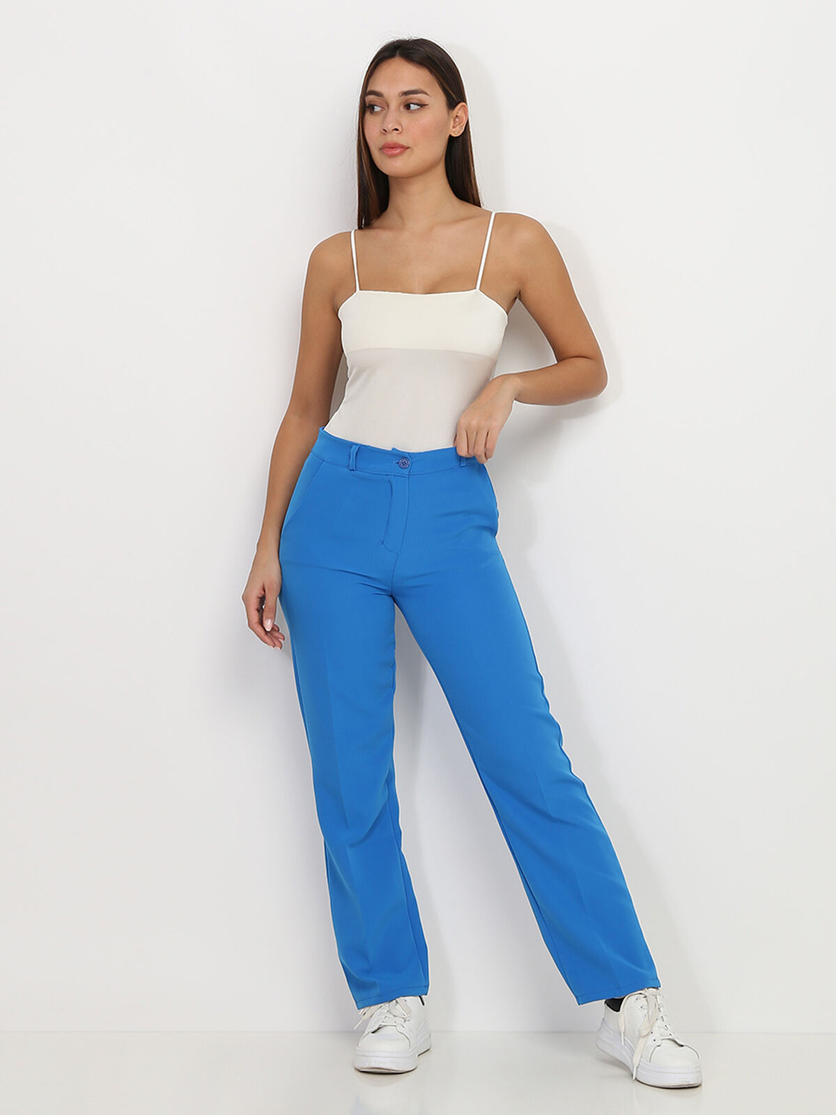 Pantalon classique droit- Bleu
