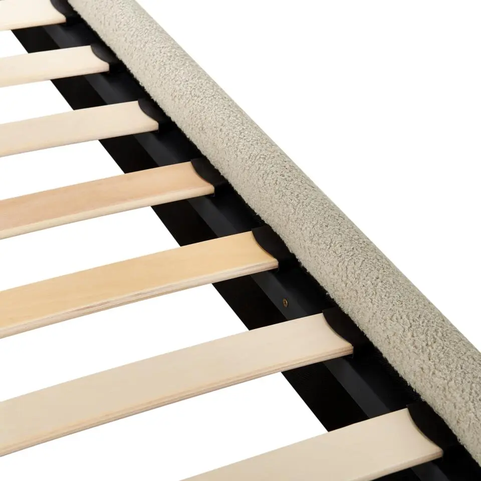 LUNAN - Tweepersoonsbed - Beige - 160 x 200 cm - Bouclé