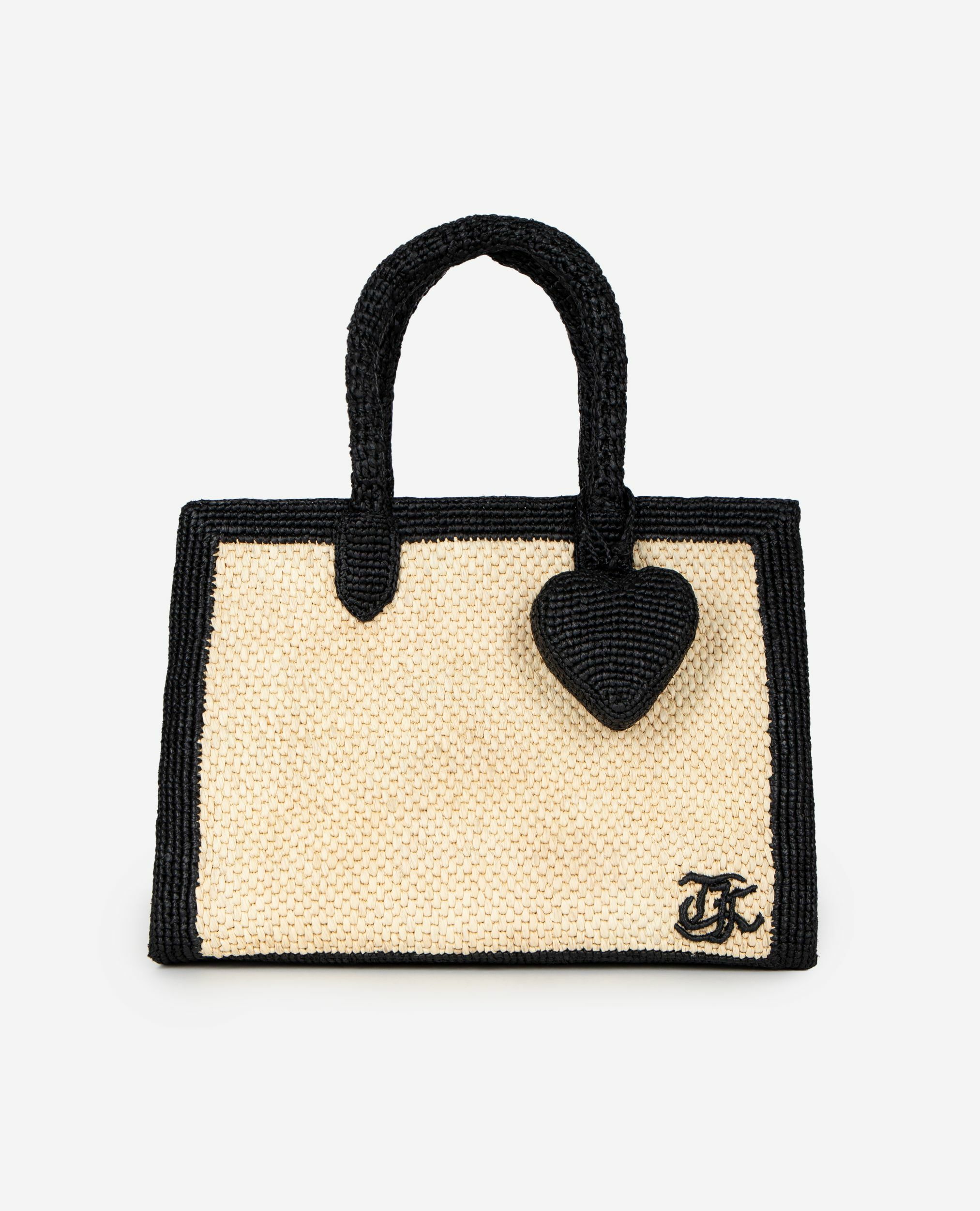Bijou de sac cœur en raphia noir