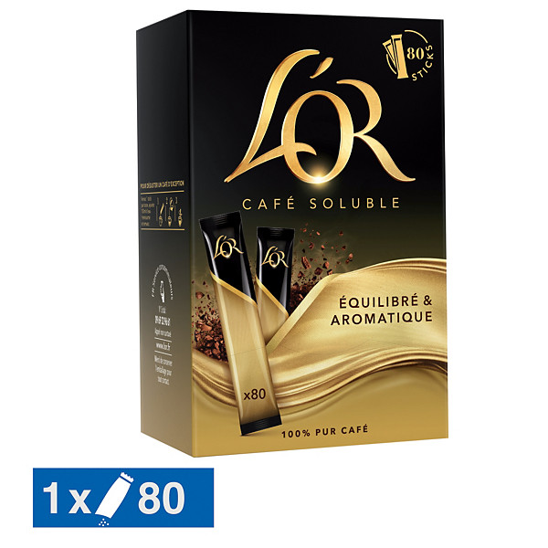 Café soluble L'Or Classique, boîte de 80 sticks