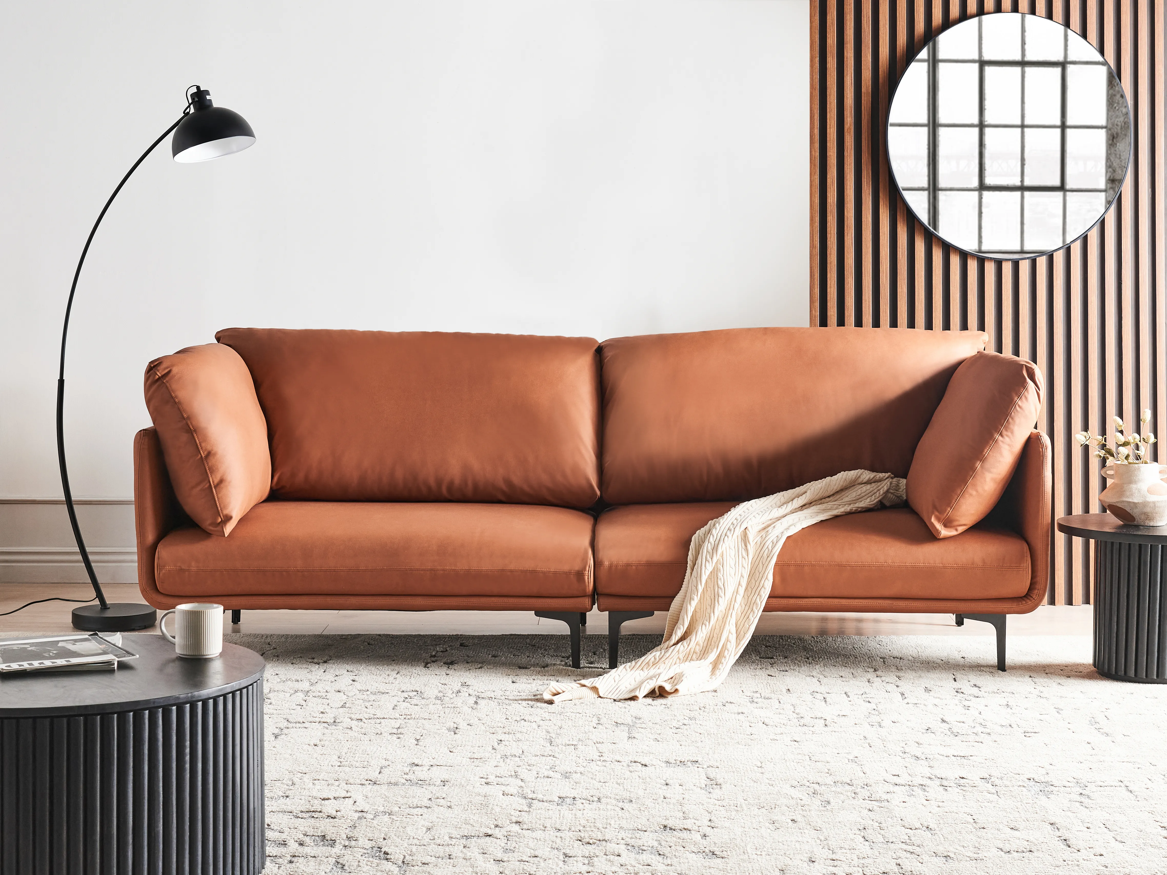 Bank 3-zits REVSNES Kunstleer Goudbruin