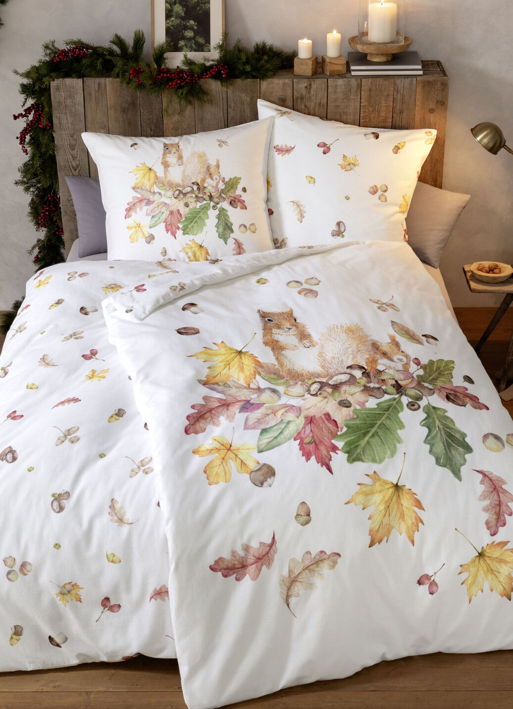 Bettwäsche-Garnitur mit herbstlichen Motiven