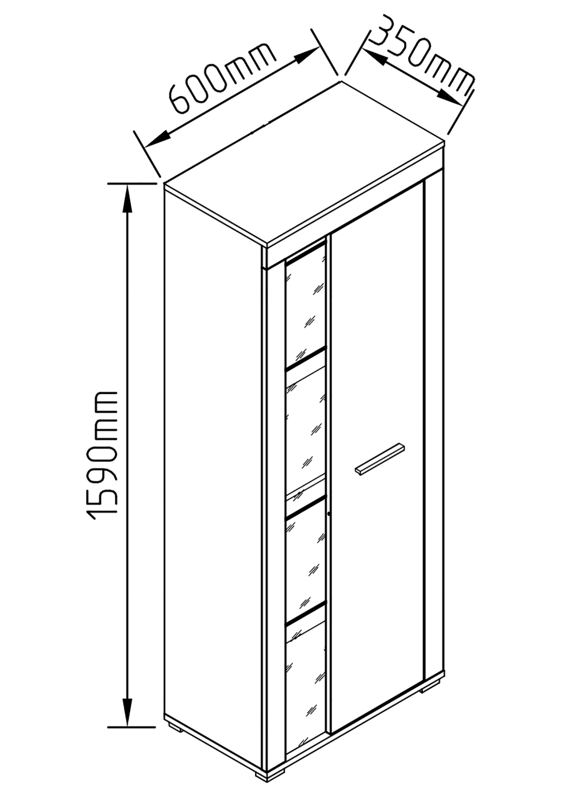 Vitrine USILO - weiß-Honig Eiche - 159 cm hoch