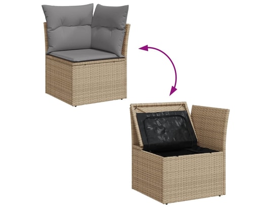 VIDAXL - Salon extérieur Salon de jardin et coussins 10 pcs mélange beige résine tres...