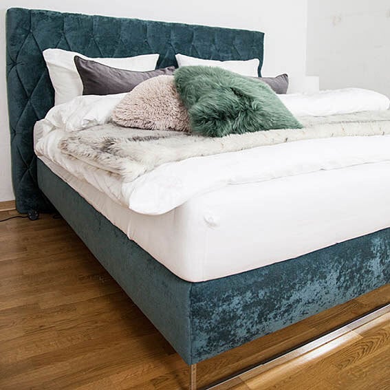 JOOP! Boxspringbett CUBIC CHESTERFIELD 180 x 200 cm dunkeltürkis