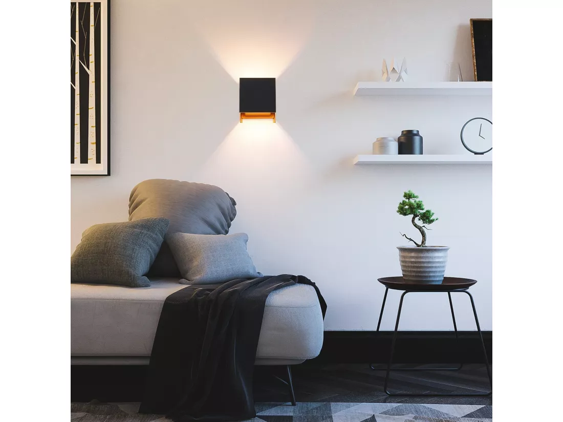 NETTLIFE Applique LED 3W,2 pièces - G9 Lampe Murale Extérieur/Intérieure Noire et Dorée，étanche double faisceau réglable IP65 230V 3000K