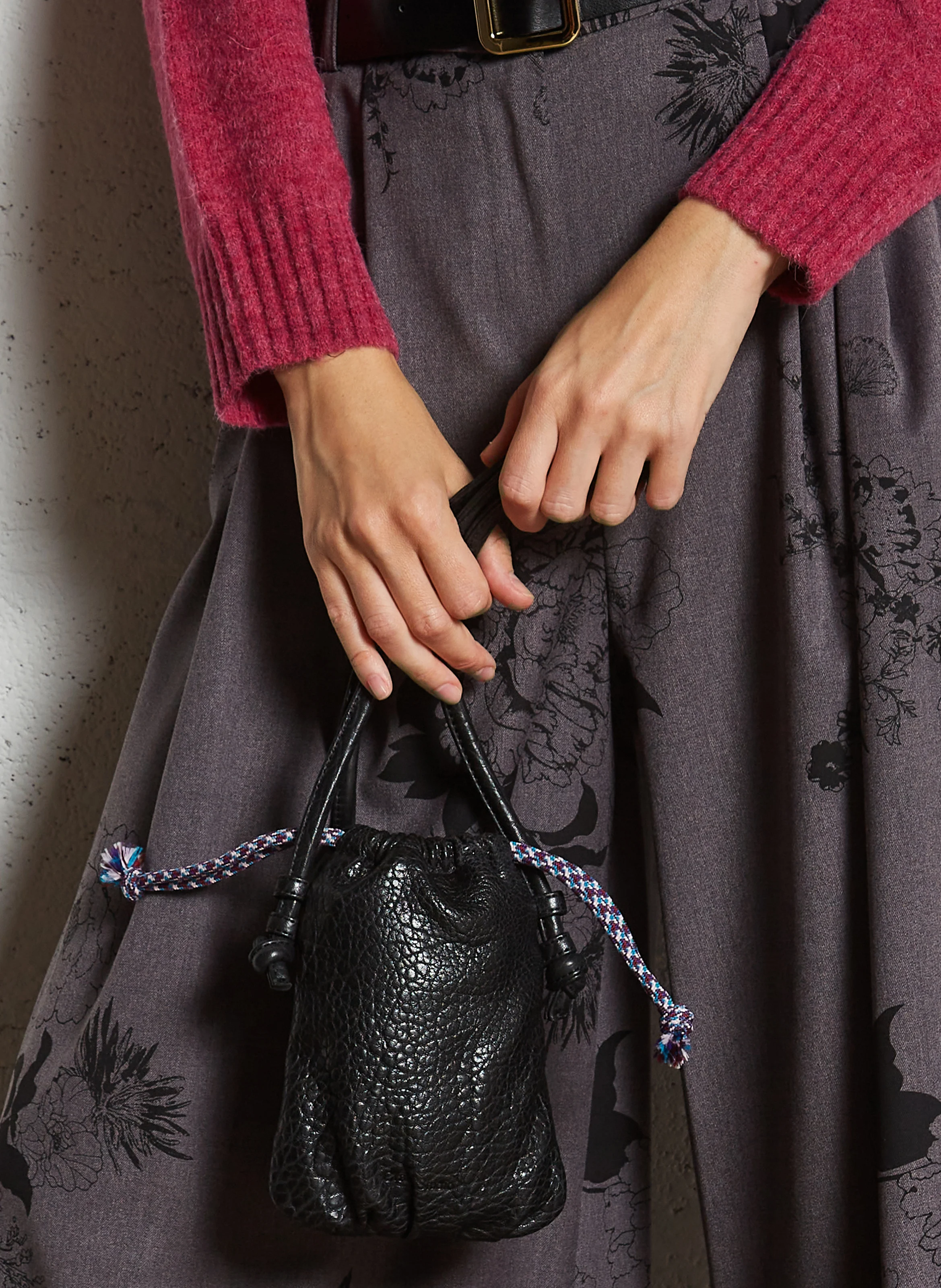 MILLI - Sac bourse en cuir craquelé | Noir
