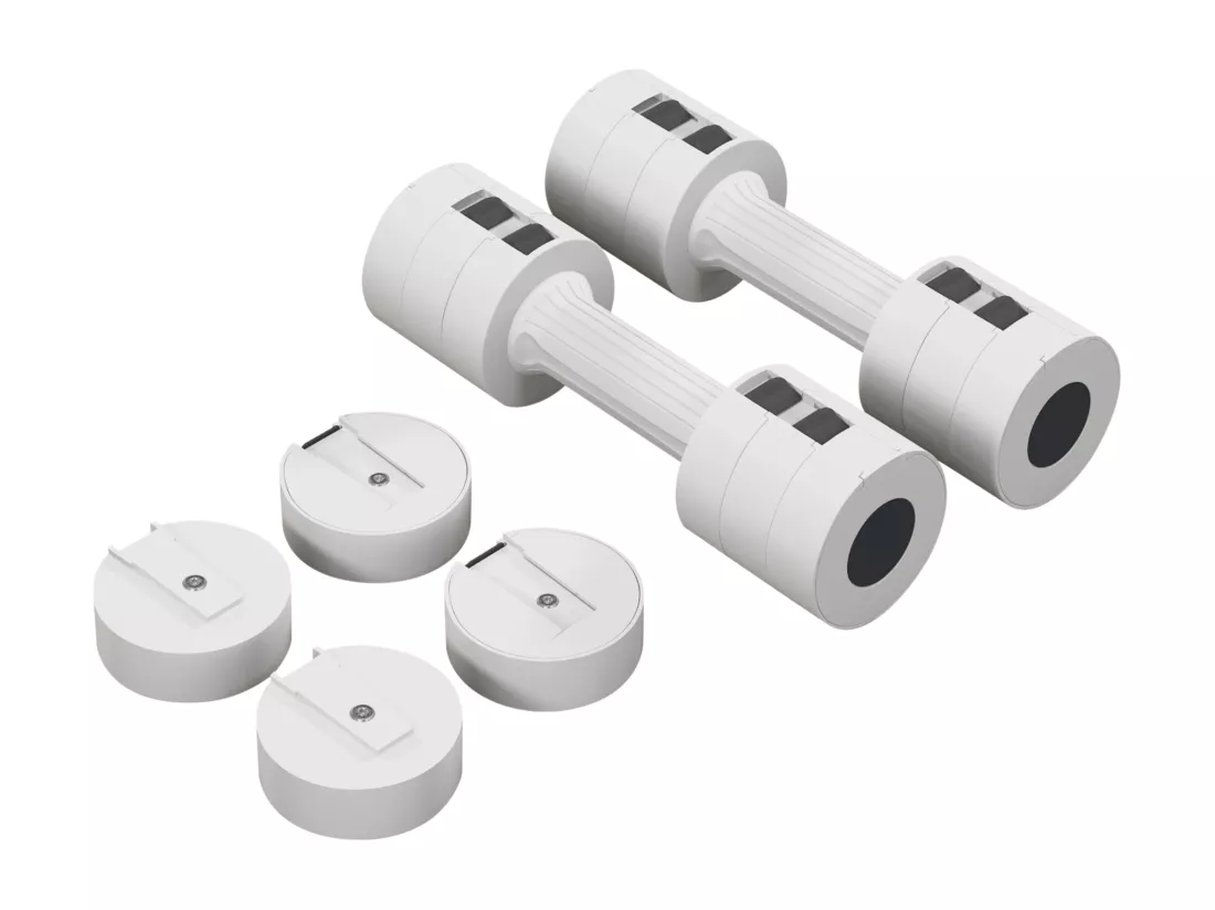Set de 2 haltères ensemble d'haltères réglables poids total 5 Kg coffre rangement inclus blanc