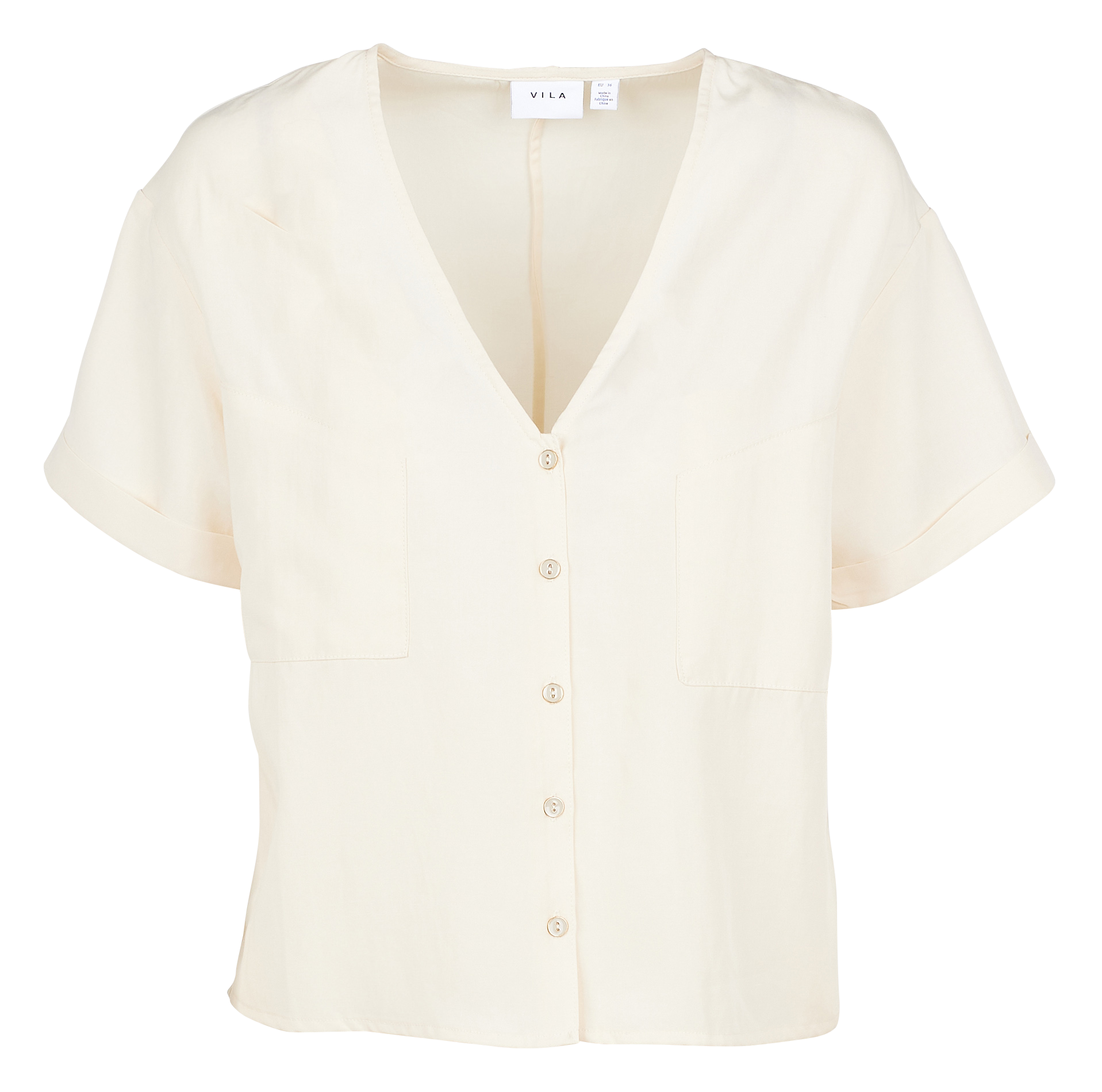 Chemise col V| Beige