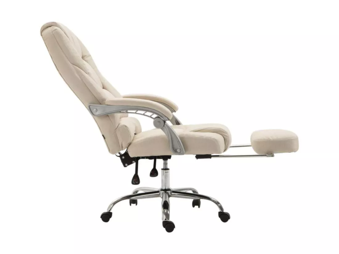 Chaise de bureau - Tissu & Métal chromé - Crème - Pacific