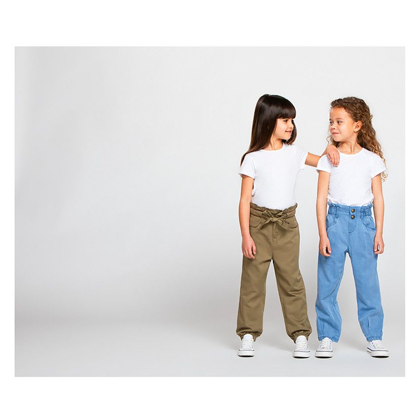Pantalon en tencel à taille élastiquée - Bleu
