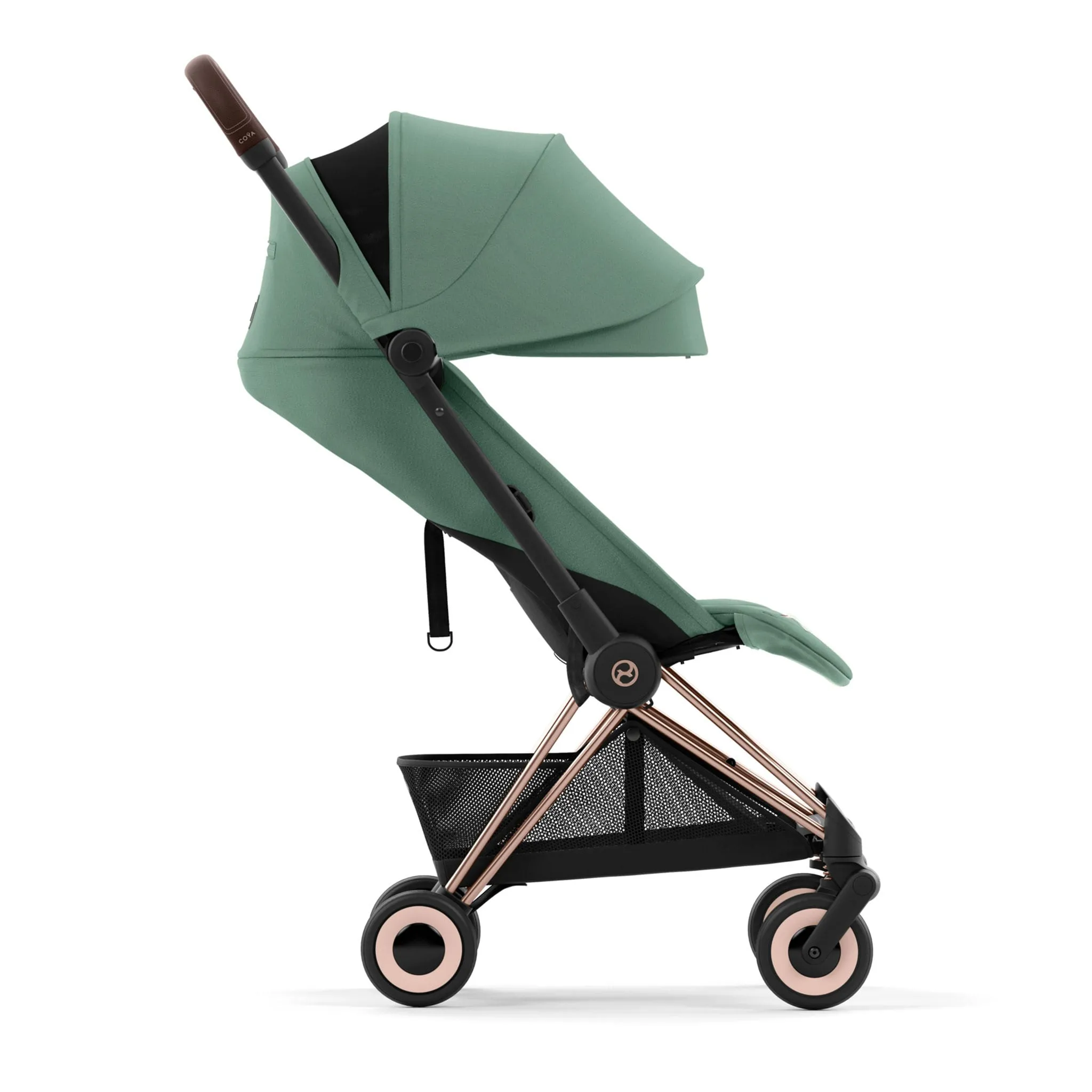 Cybex Poussette Coya - Cadre or rose avec siège vert feuillage