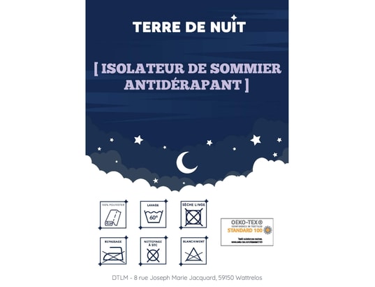 TERRE DE NUIT - Cache sommier Isolateur de sommier antidérapant 160x200