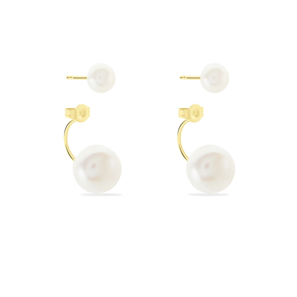 Bijoux D'oreilles Metisse Or Jaune Perle De Culture