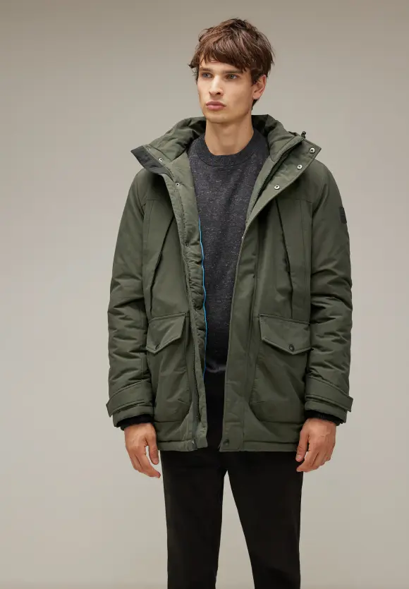 Sportiver Parka mit Kapuze - dark forest green