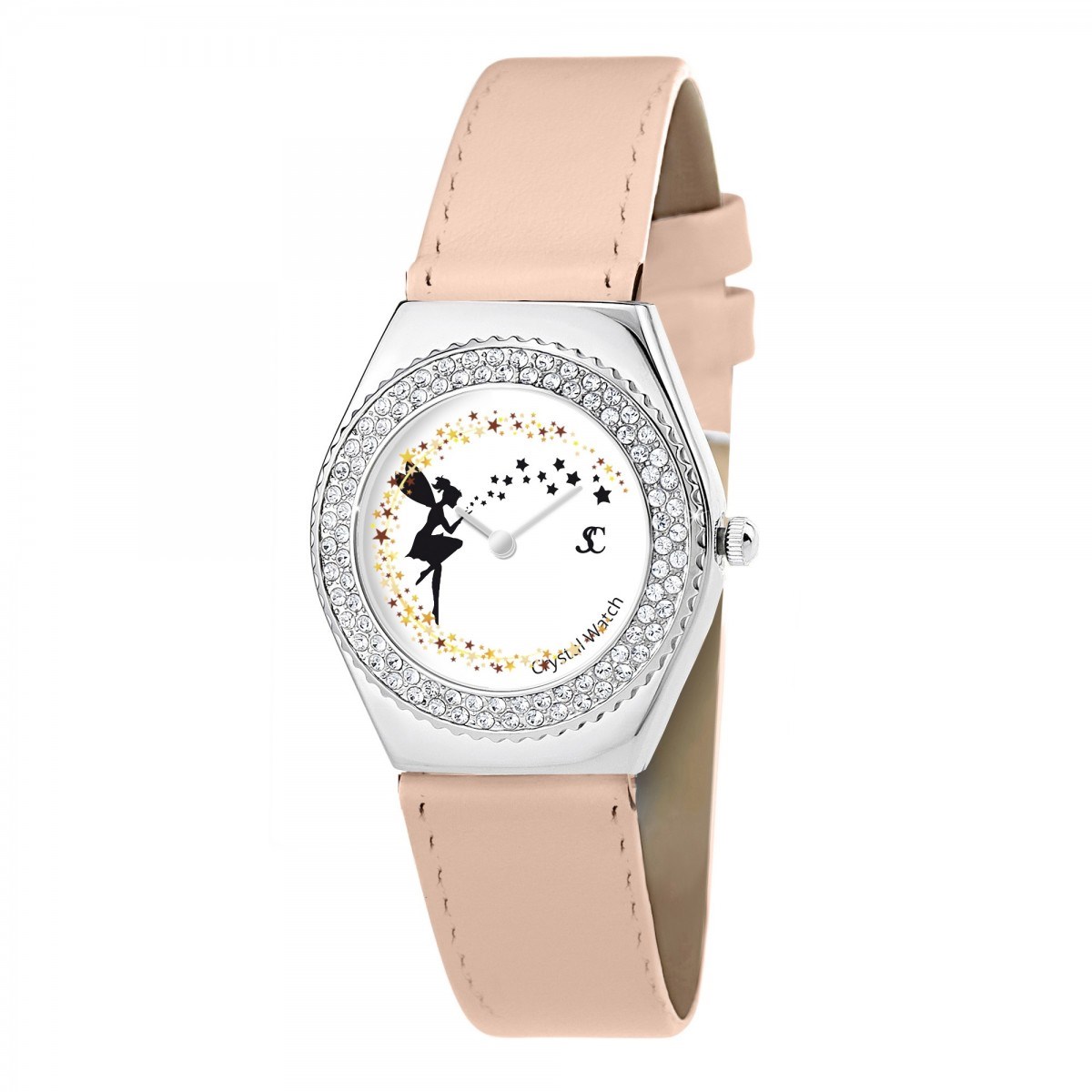 Montre Alysson fée à mouvement tournant SC Crystal ornée de Cristaux scintillants