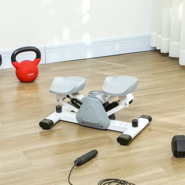 Mini stepper for hjemmet med LCD-skjerm, opp-ned stepper med sklisikre pedaler, stepper hjemmetrener opptil 100 kg, for beintrening, hjemmekontor tren