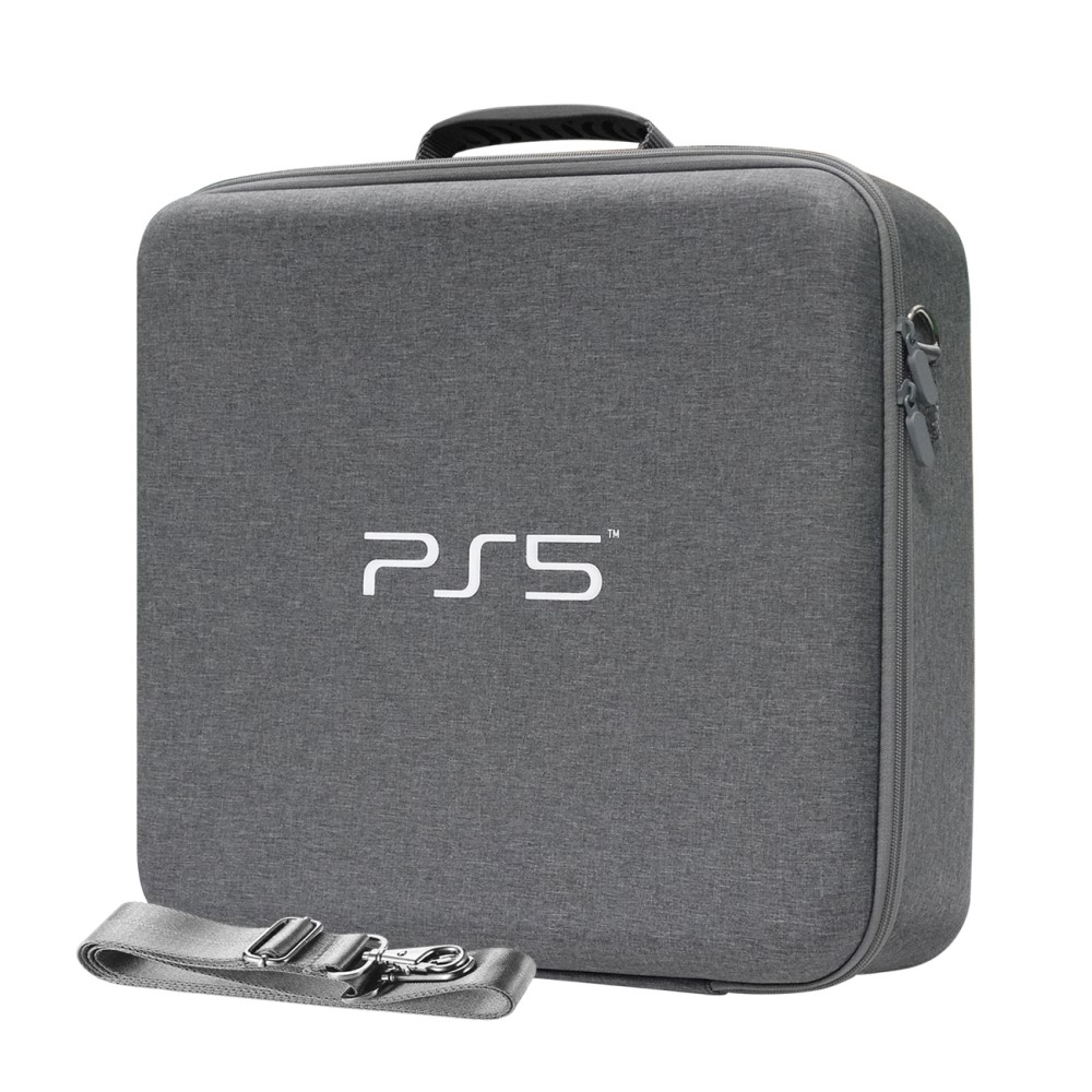 Sony PlayStation PS5 / PS5 Slim Konsole / Controller Box Aufbewahrungs Tasche Hartschale Schutztasche mit Griff   Tragegurt - Grau