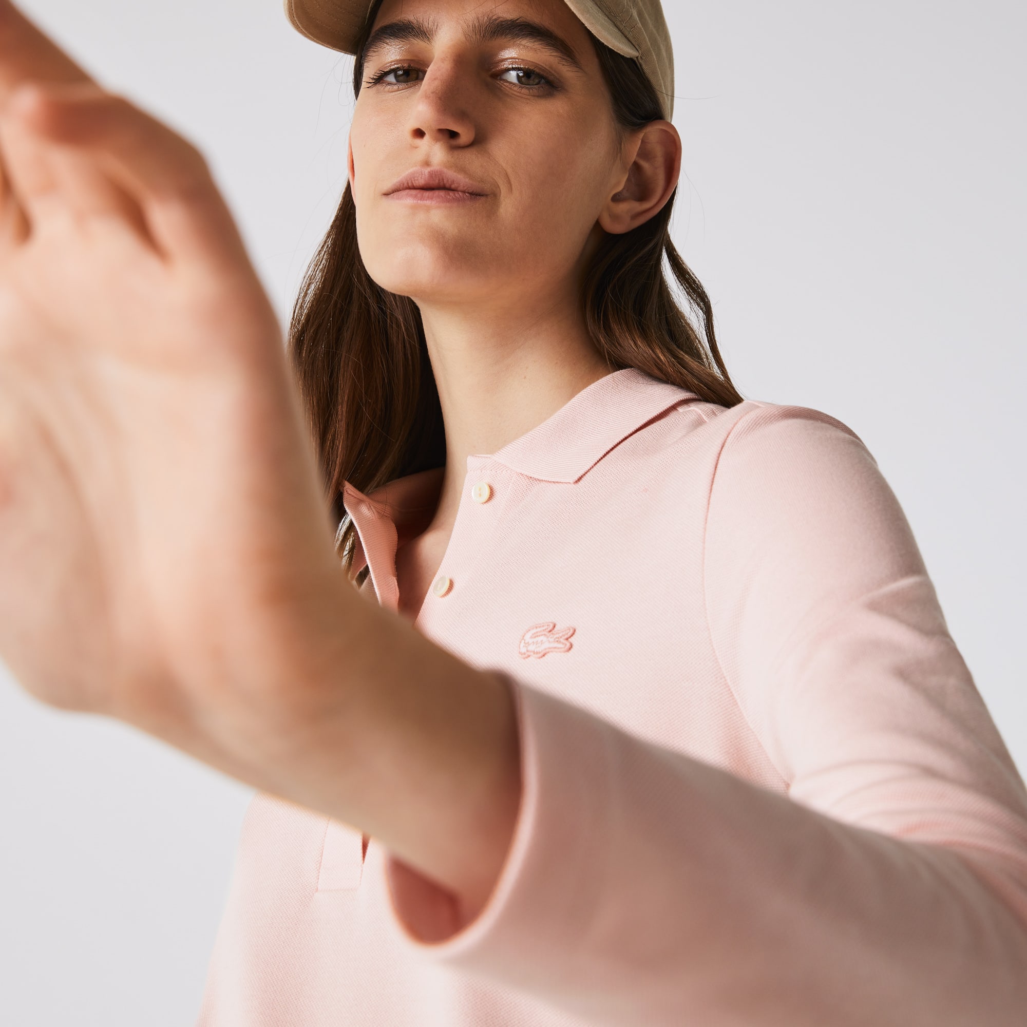 Polo Lacoste slim fit à manches longues en piqué stretch Manches Longues - Rose - Lacoste - Femme