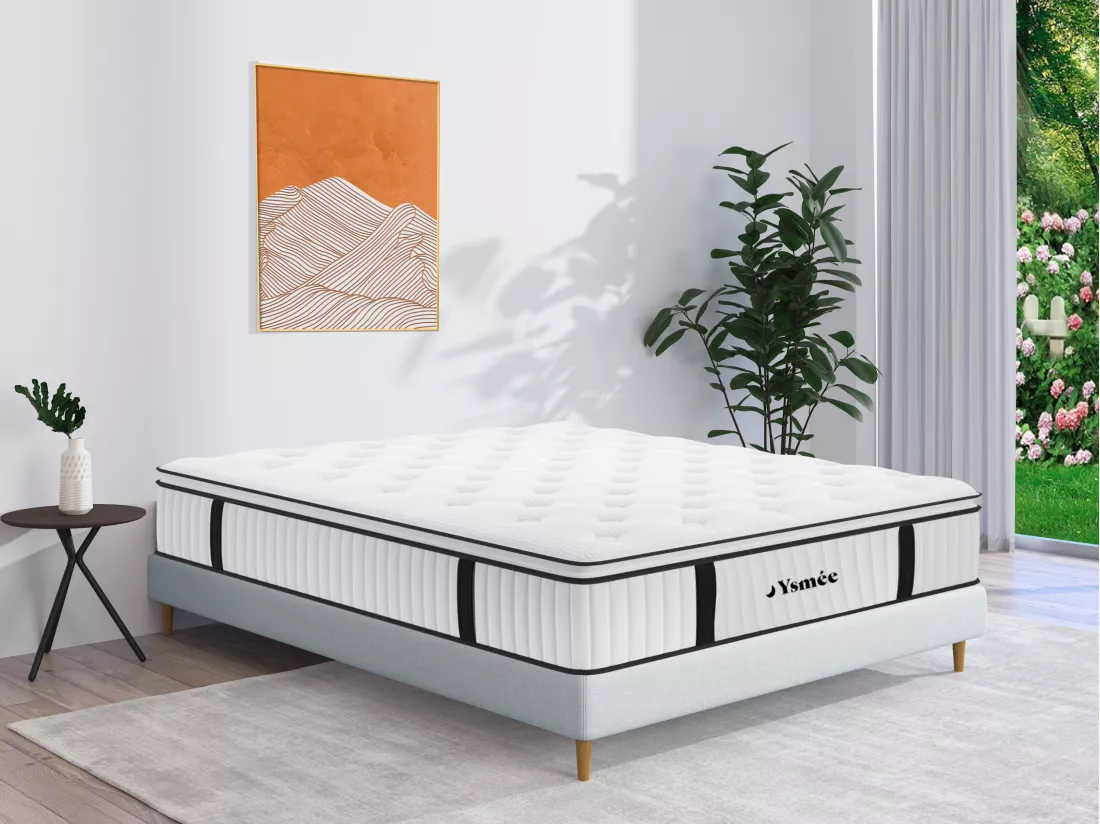 Matelas 140 x 200 cm ressorts ensachés surmatelas intégré ép.28cm - AMERICAN DREAM de YSMÉE