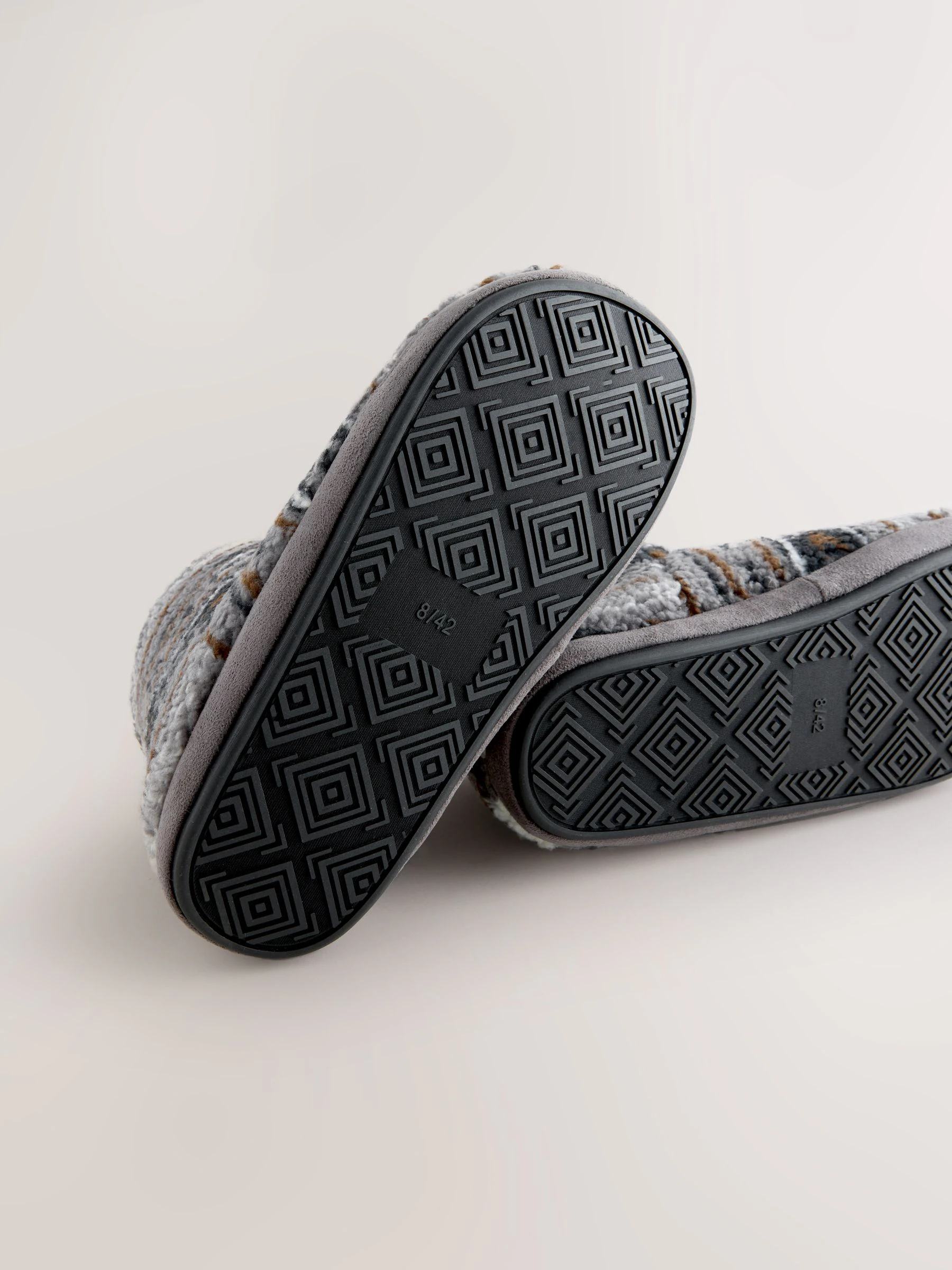Grijs - Pattern Fleece Boot Slippers