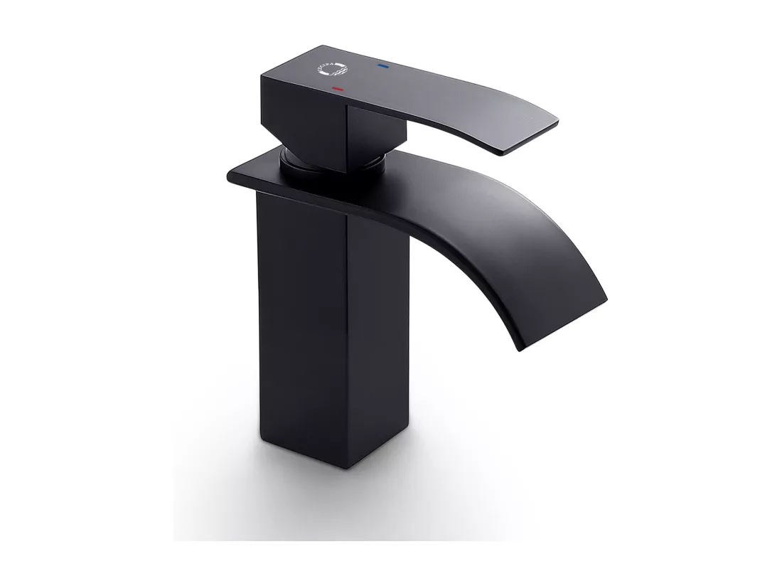 Cecipa max NOIR Robinet de Lavabo en Cascade Mitigeur en Laiton pour Salle de Bain Design Moderne,EU Modèle