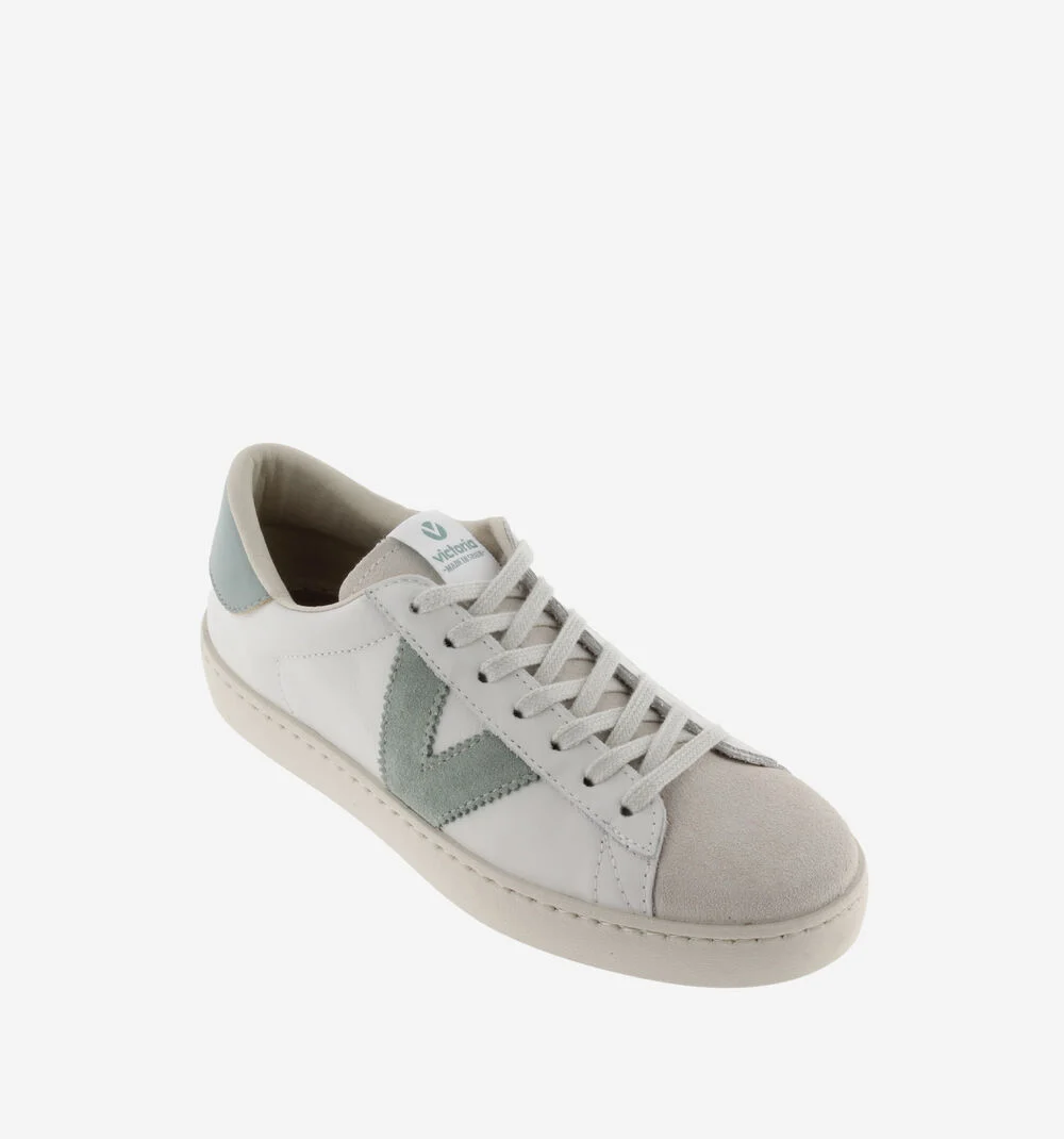 BERLÍN CUIR & CUIR FENDU Baskets blanches unisexes en cuir JADE