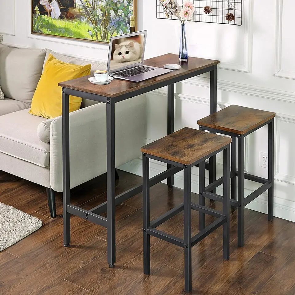 Parya Home - Bartafel - Vintage - Bruin - Hout & Metaal