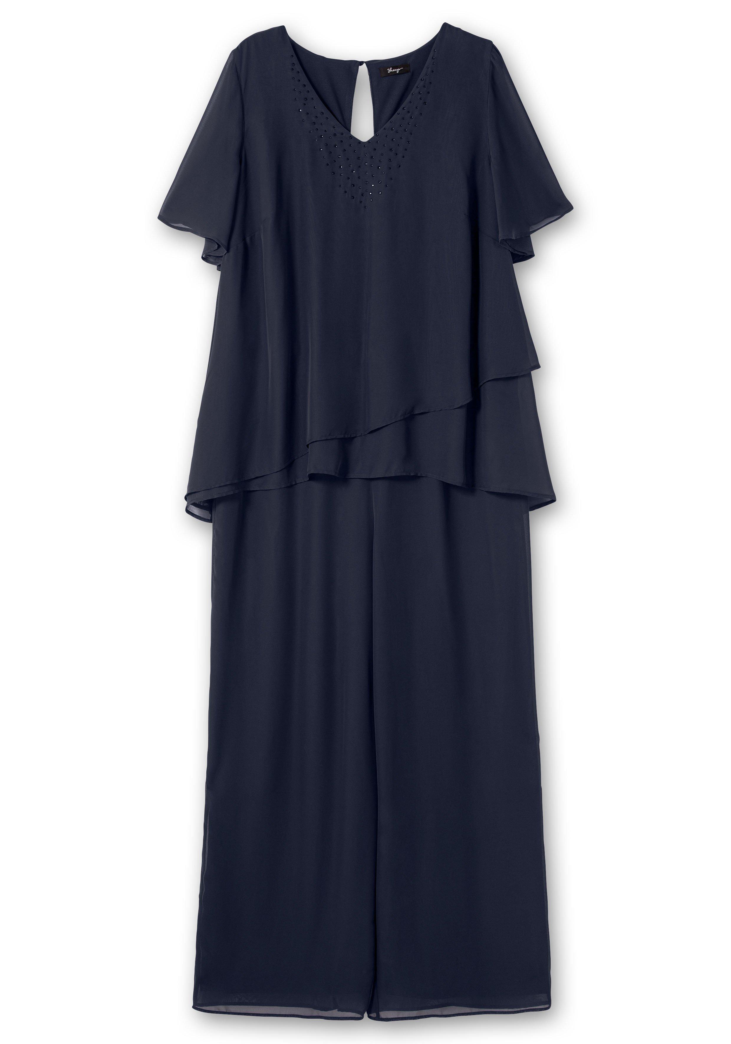 Georgette-Overall im Lagenlook, mit weitem Bein