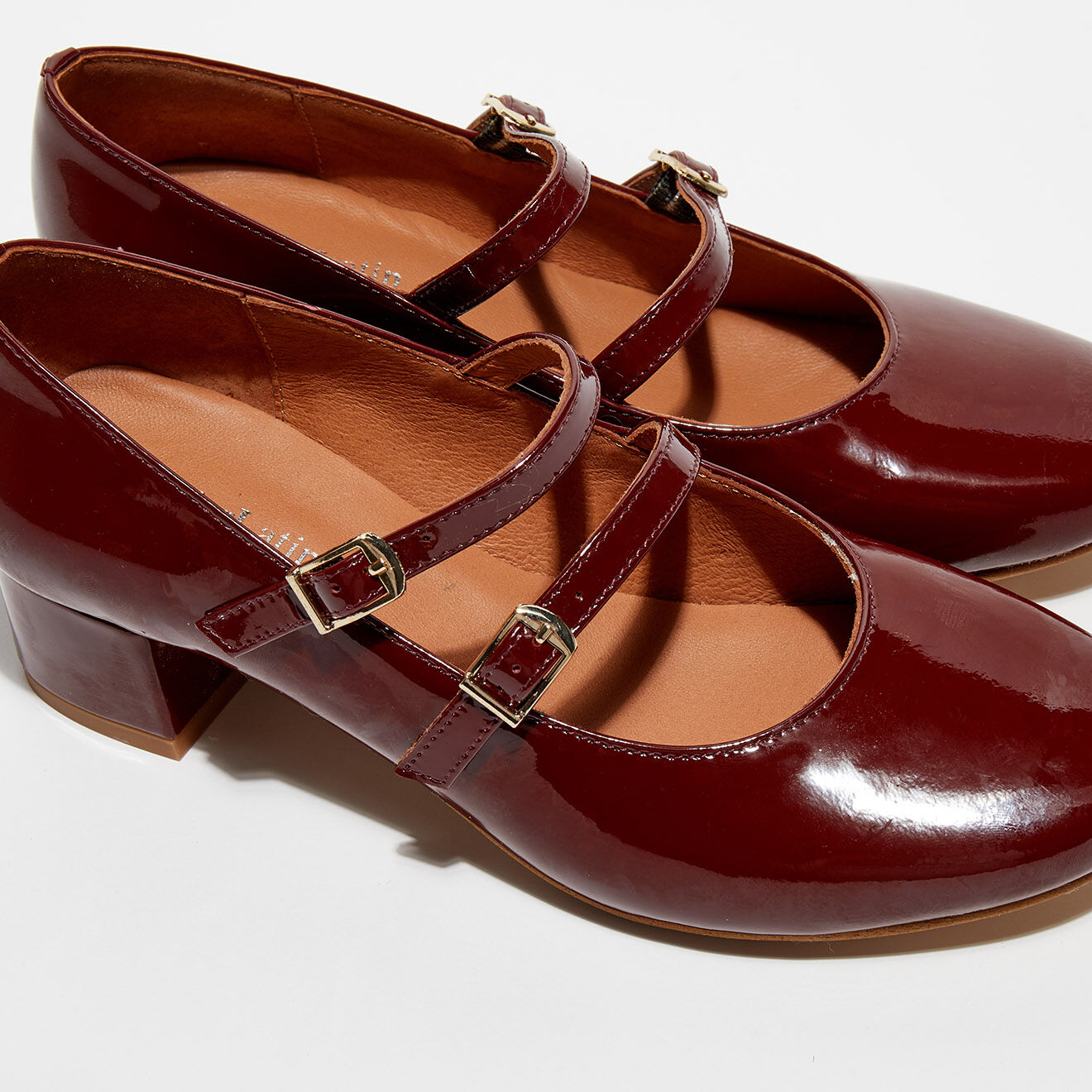 Quartier Latin Babies en Cuir verni Louise rouge bordeaux - Talon 4 cm