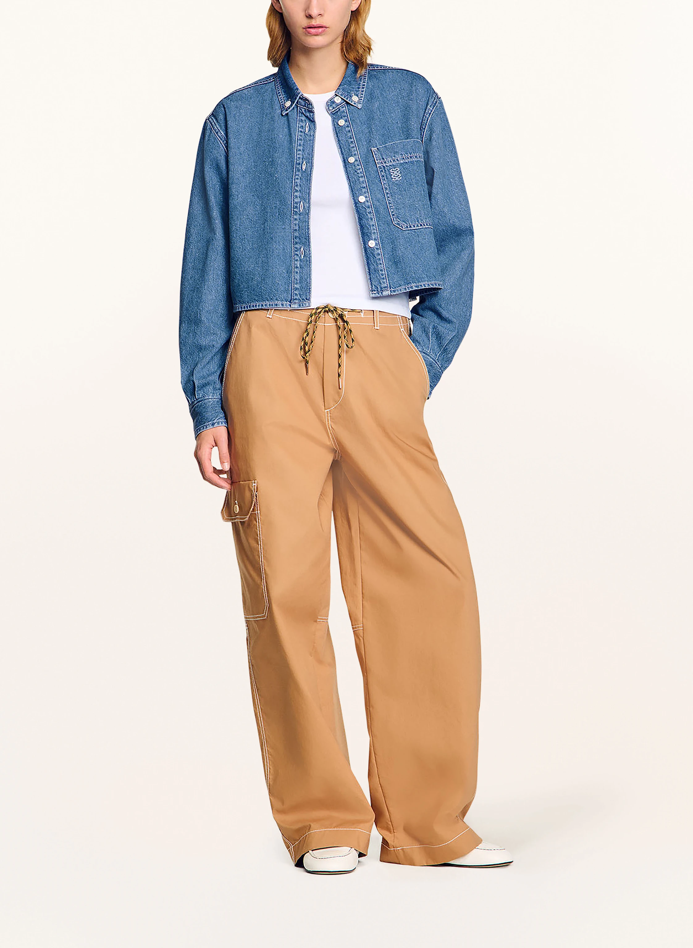 SANDRO Cropped-Jeansbluse