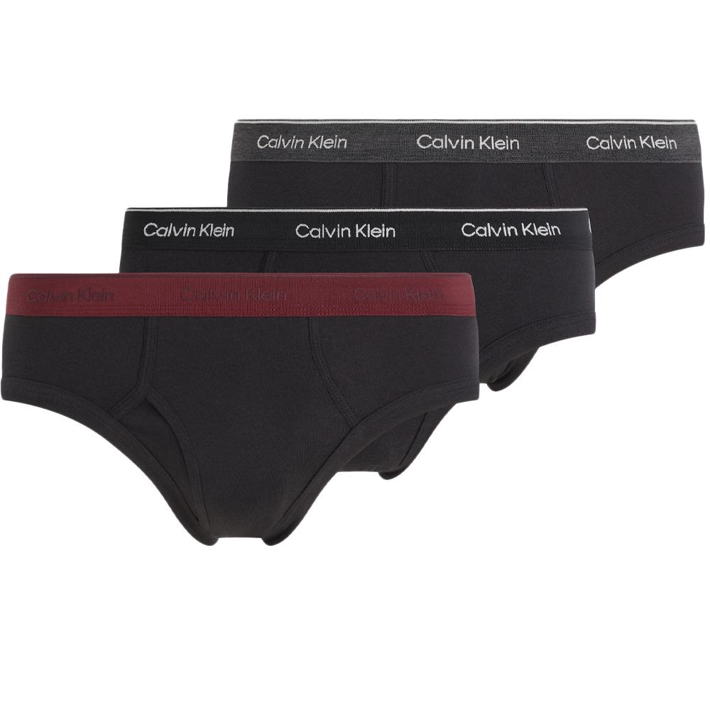 Calvin Klein Jeans X3Slips Noir/Bordeaux Homme Calvin Klein Jeans Hip Brief 3
