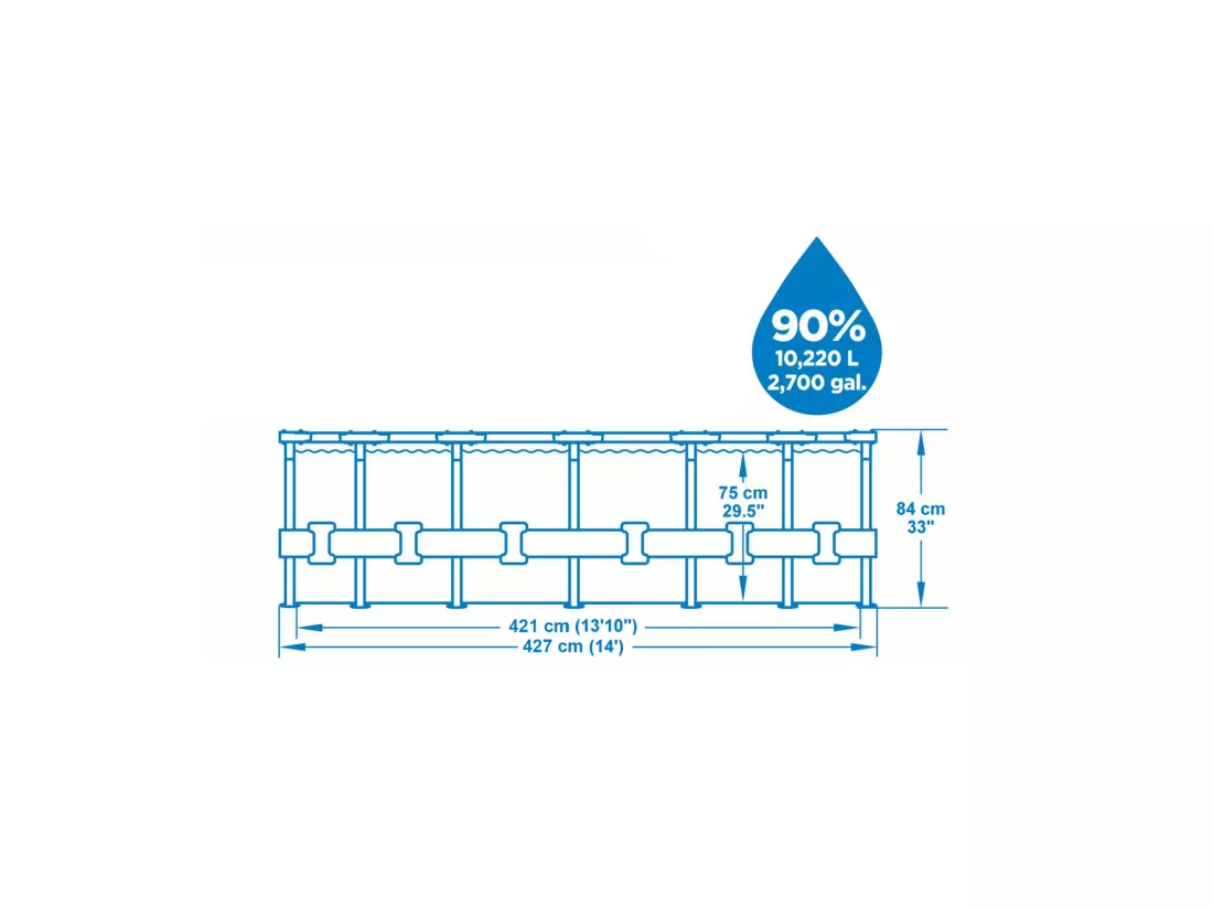 Piscine Hors-sol Tubulaire Bestway Steel Pro Max 427x84 cm Épurateur à Cartouche de 2 006 L/H