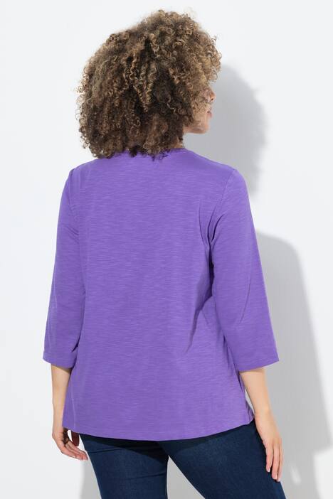 Shirt, Schuhe, Classic, Rundhalsausschnitt, 3/4-Arm, lila