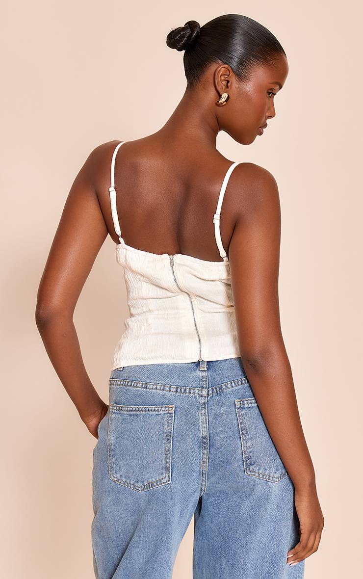 Crème Corset Long Texturé À Bretelles