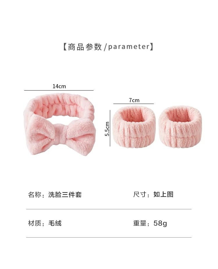 Honeyfluff - Set: Bow Face Wash Hoofdband + Polsband