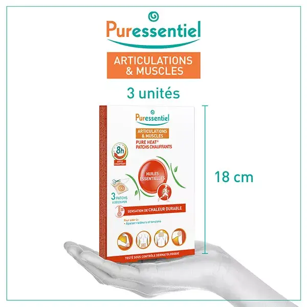 Adesivos térmicos Pure Heat para articulações e músculos da Puressentiel (3 unidades)