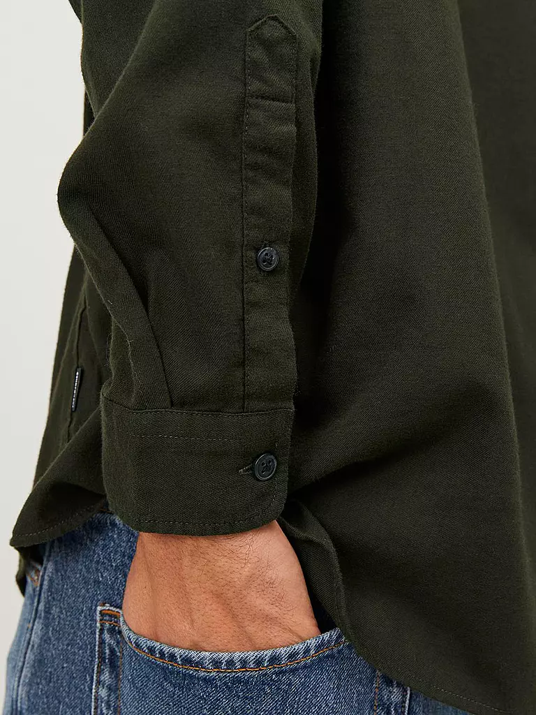 JACK & JONES Hemd Slim Fit JJEGINGHAM  dunkelgrün
