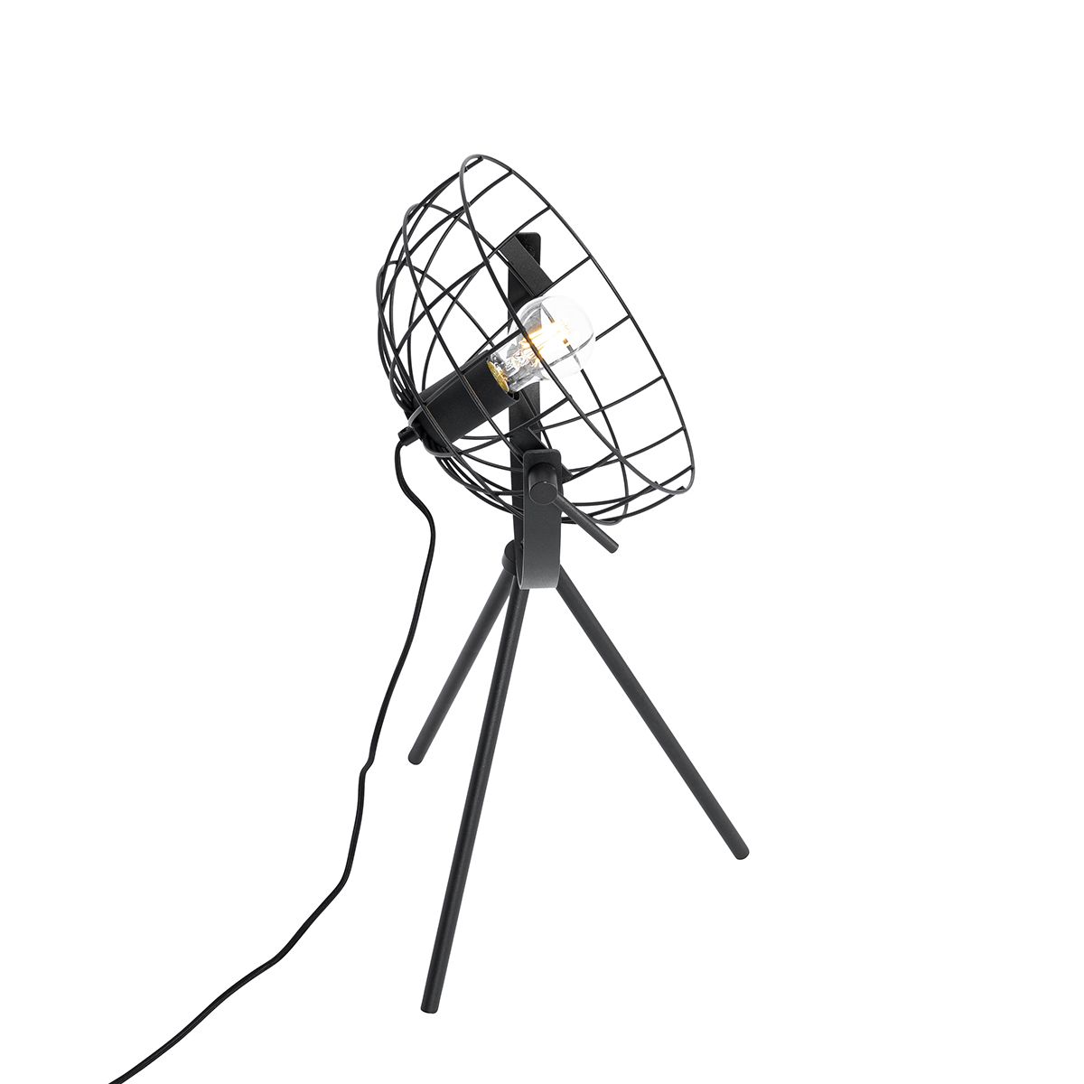 Industriële tripod tafellamp zwart verstelbaar - Hanze