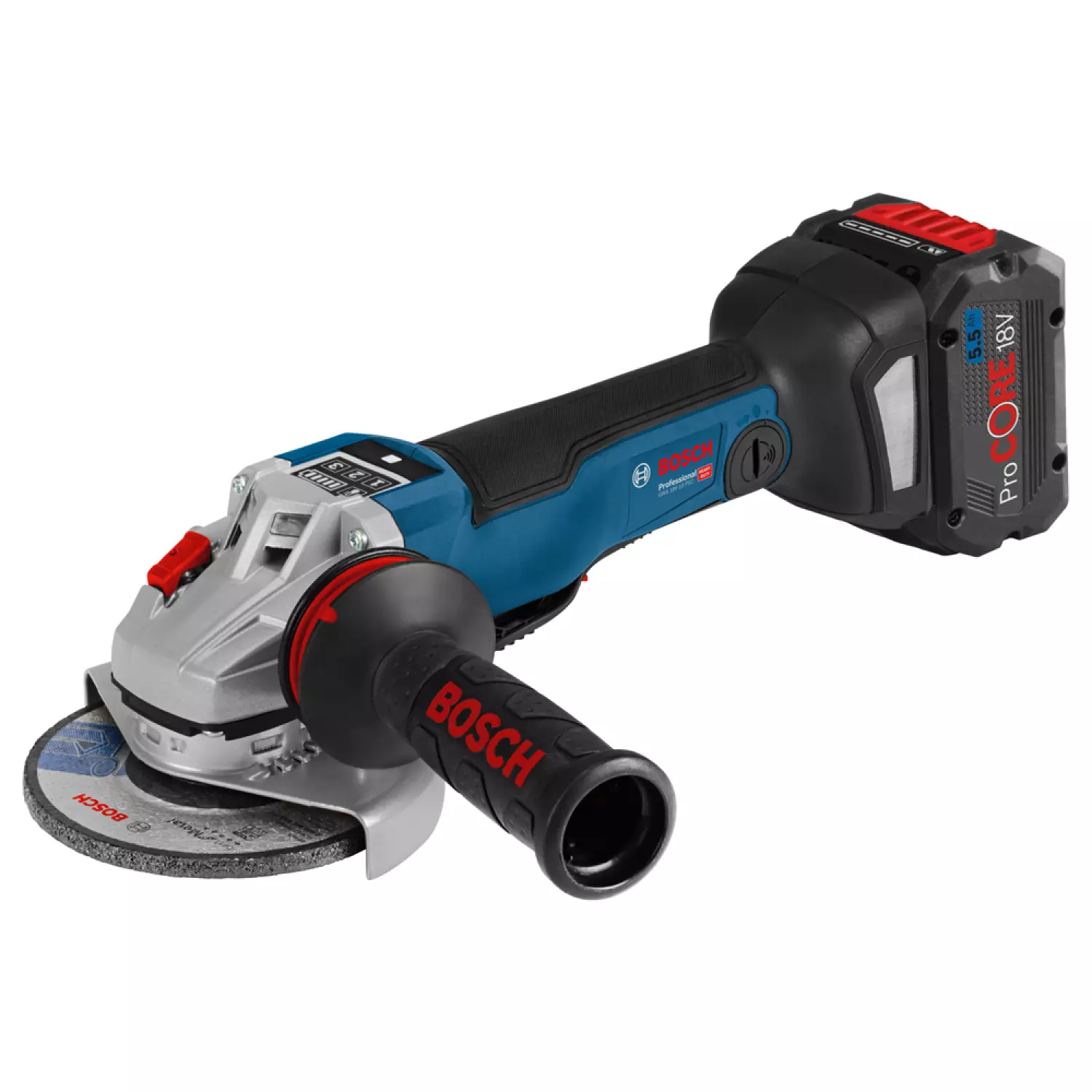 Bosch GWS 18V-10 PSC (DM/HM) 18V Li-ion Accu haakse slijper set (2x 5.5Ah) in L-Boxx - 125 mm