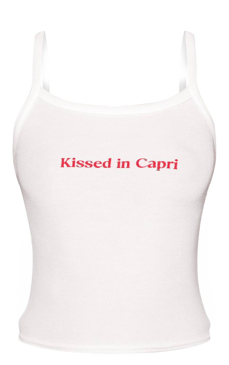 Blanc Débardeur À Encolure Dégagée Avec Motif Capri For You
