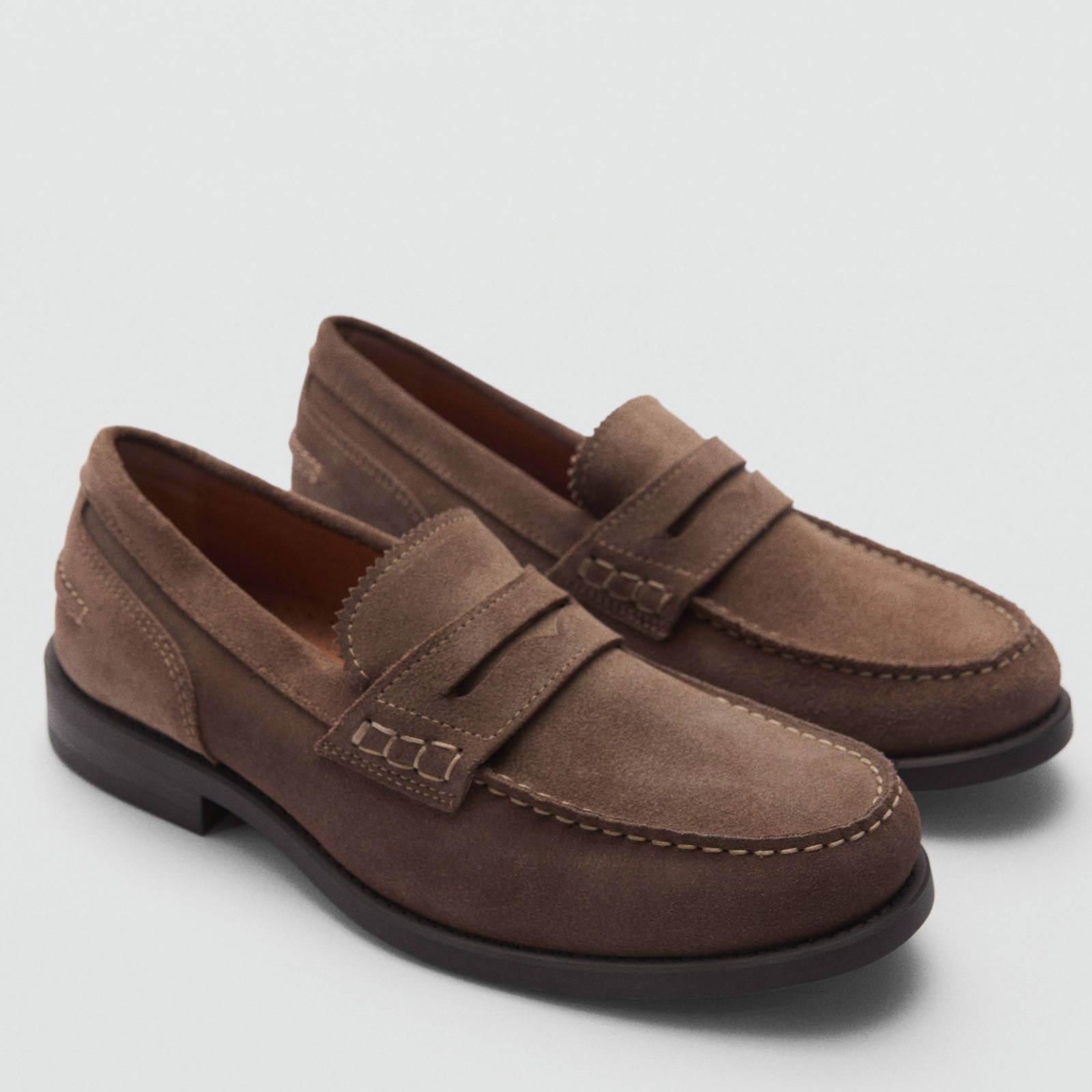 Mango Man suède loafers taupe