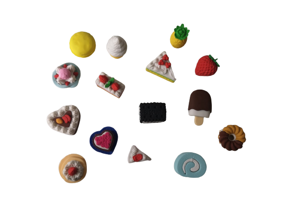 (15er Set) 3D Radiergummi Lustige Schul Radierer - Nachtisch