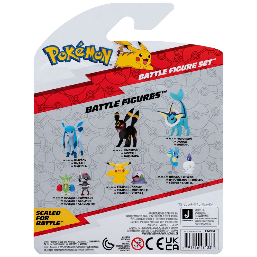 Pokémon-Kampffiguren-3er-Pack – Omanyte, Pikachu, Lucario