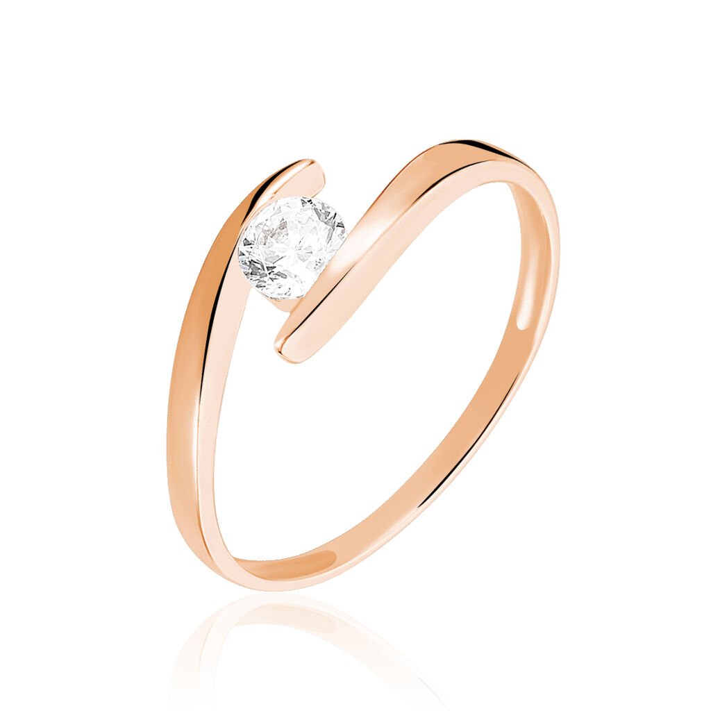 Bague Solitaire Camilia Or Rose Oxyde De Zirconium