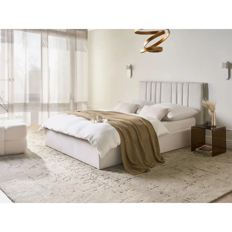 TARASCON - Tweepersoonsbed - Lichtbeige - 140 x 200 cm - Stof