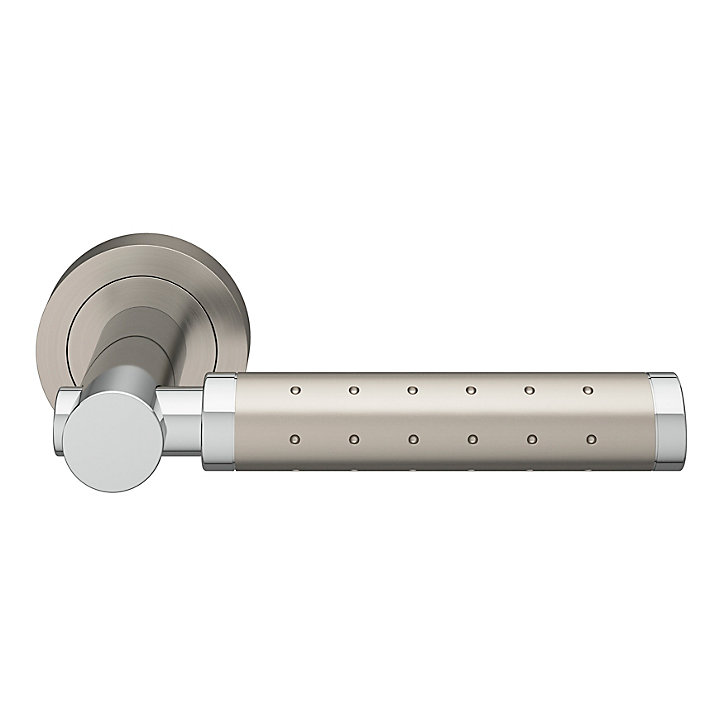 Ensemble poignée sur rosace rond à visser GoodHome Brigg effet chrome et nickel gris Ø50mm
