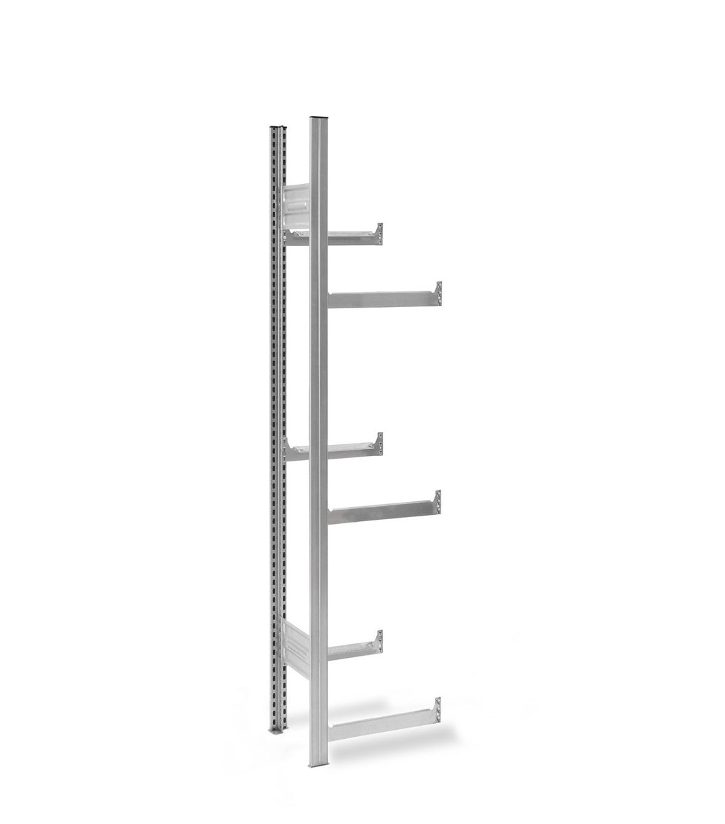 PROREGAL Drankkrattenrek, insteeksysteem, T-profiel, opzetplank, HxBxD 175 x 50 x 30 cm, plankbelasting 100 kg, 3 niveaus voor 3 drankkratten, verzinkt
