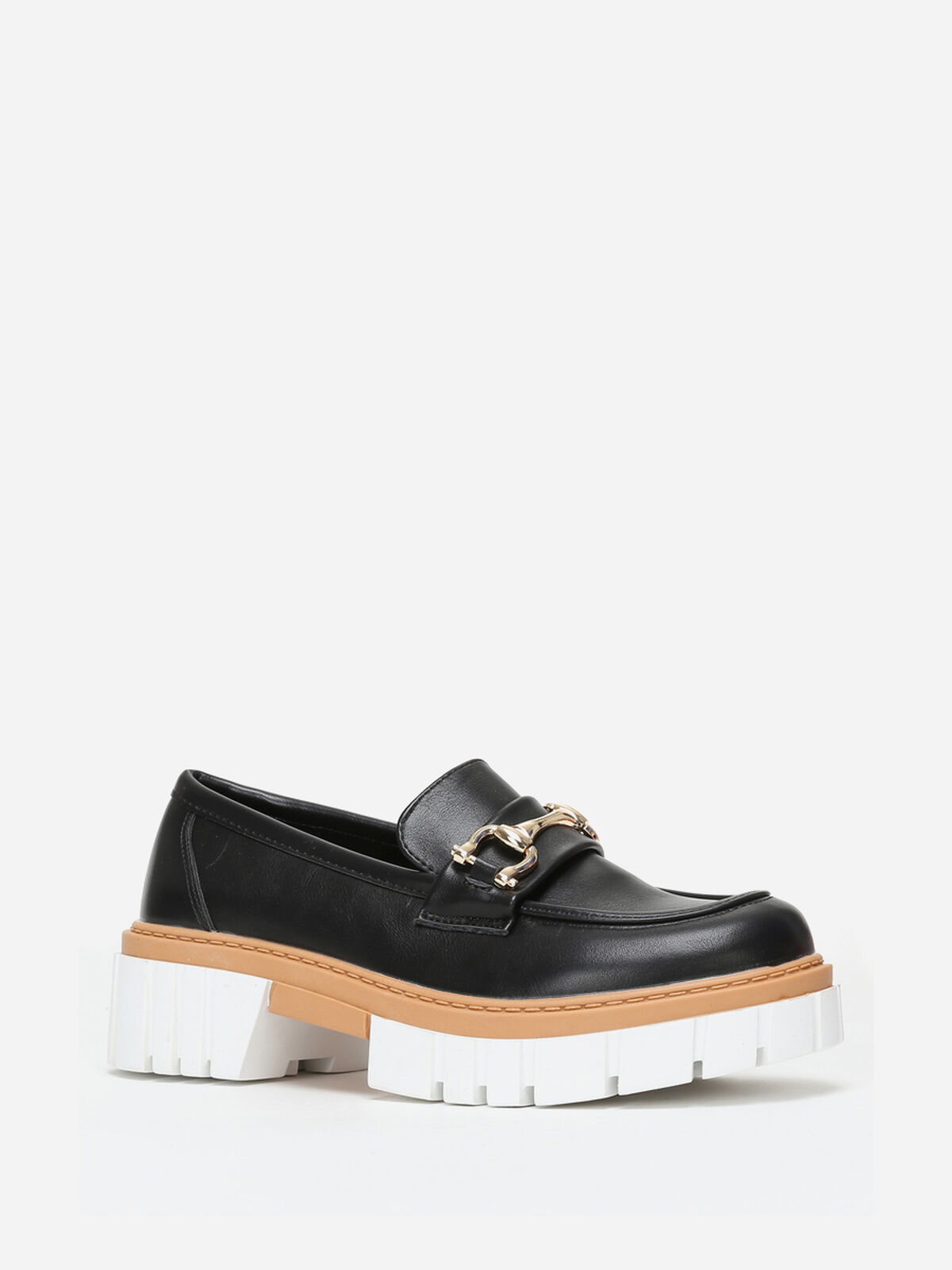 Mocassins à semelle crantée bicolore- Noir