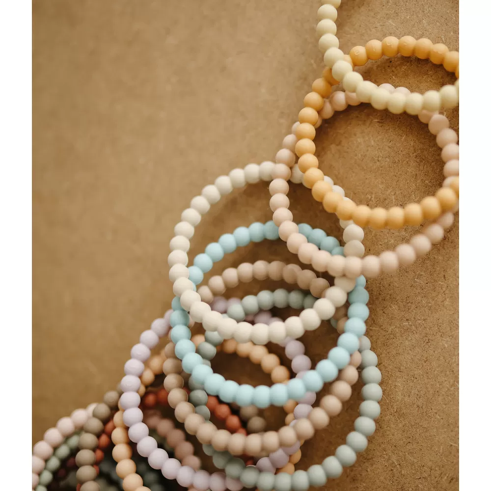 Mushie Perle Bidering (Linen/Peony/Pale Pink) - 3 stk.